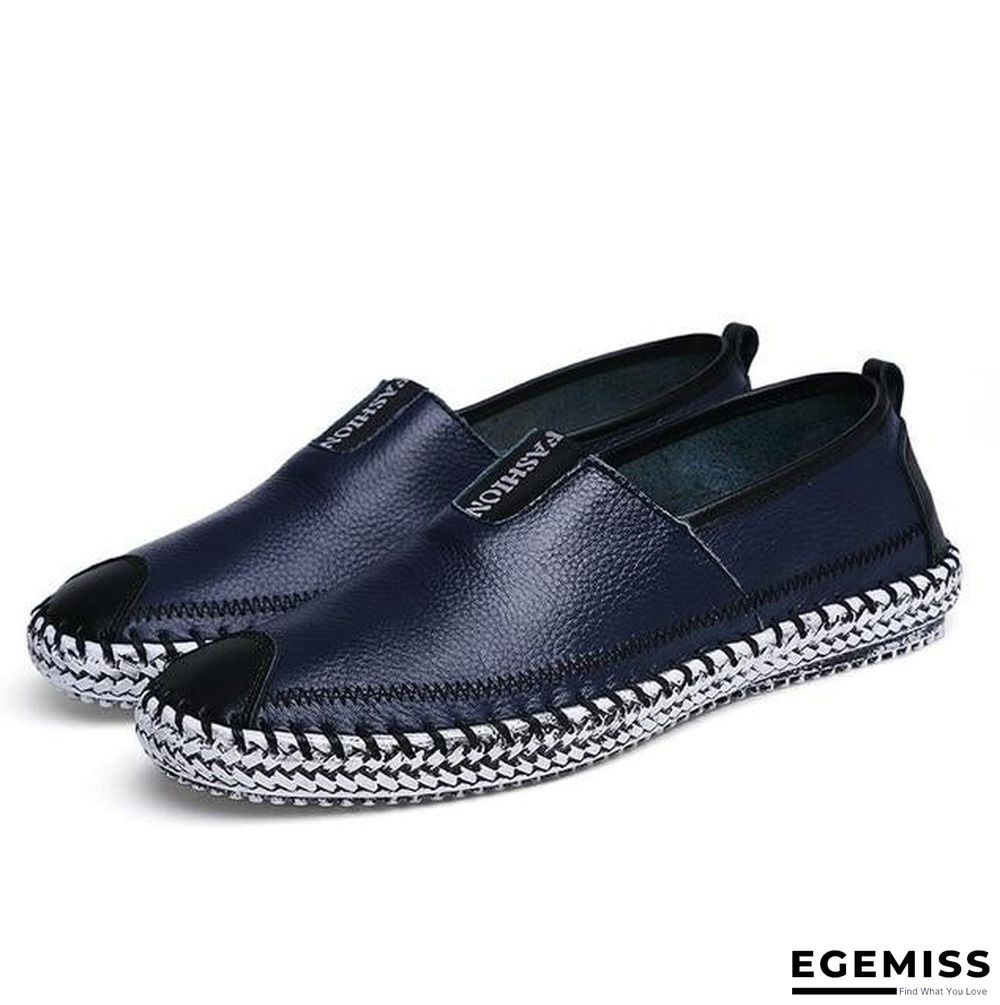 Men Breathable Comfortable Split Leather Men Loafers Flats Casual Shoes | EGEMISS