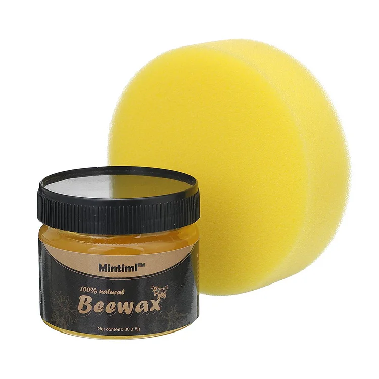 Natural Wood Polish-Beeswax Wood Seasoning Wax Polish Furniture Care Cleaning W/ Sponge