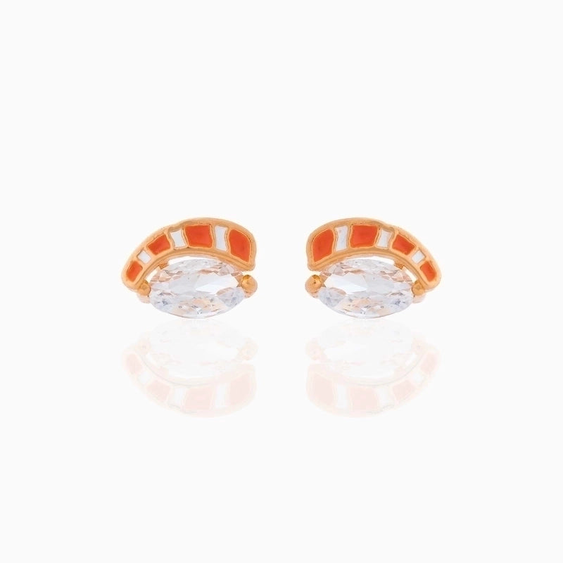 Fashion Geometric Coke Hamburger Brass Inlaid Zircon Ear Studs 1 Pair