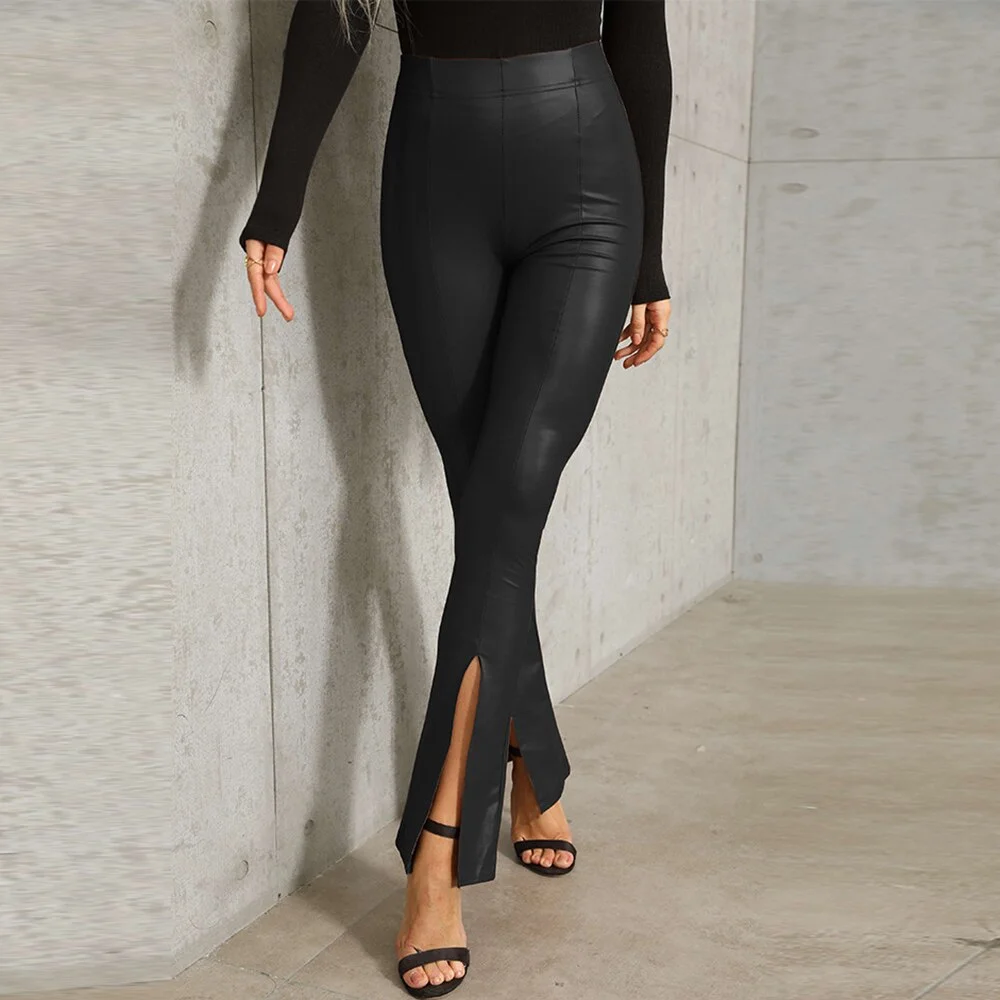 Uveng PU Leather Leggings Fitness Women Yoga Pants High Waist Sexy Curvy Elastic Leggins Fashion Ladies Stretch Trousers 2022 Pants