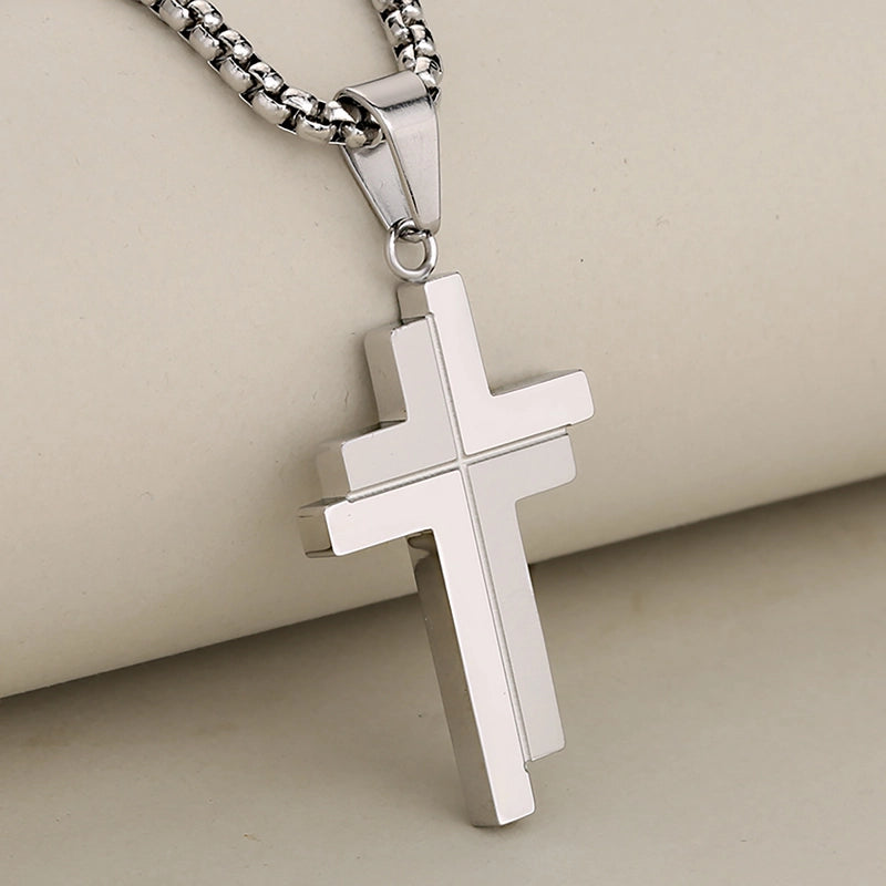 Minimalist Cross 304 Stainless Steel Mixed Metal Plating Unisex Men Pendant Necklaces