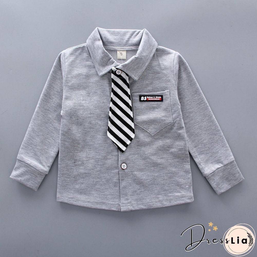 2Pcs Boys Autumn Clothing Suit Kids Gentleman Boy Tie Shirt + Pants Toddler Baby Boys Outfits Clothes Set Suitable for 0-4 Years