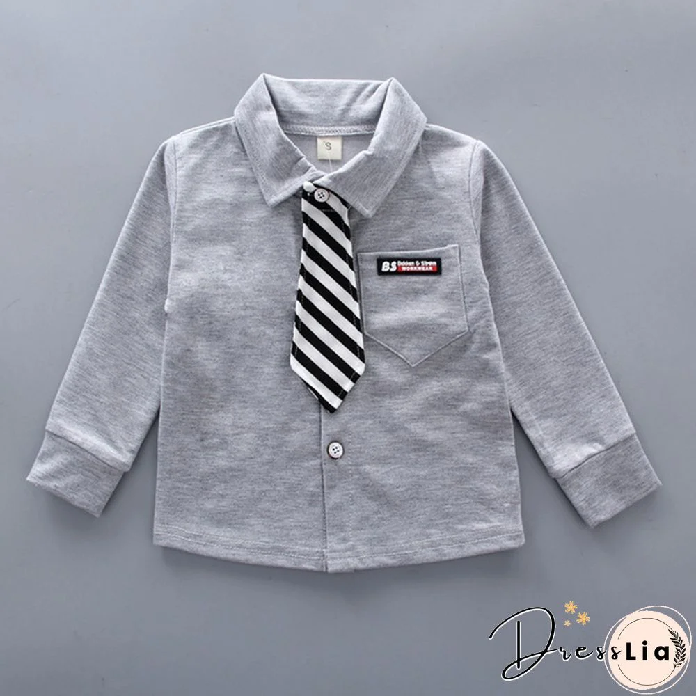 2Pcs Boys Autumn Clothing Suit Kids Gentleman Boy Tie Shirt + Pants Toddler Baby Boys Outfits Clothes Set Suitable for 0-4 Years