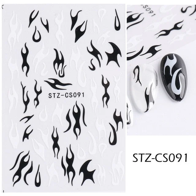 3D Swirl Lines Nail Sticker Geometry Irregular Whirling Wave Cow Print Decal on Nails Art Charms Manicure Slider Tip Accessories-Nail Inspo