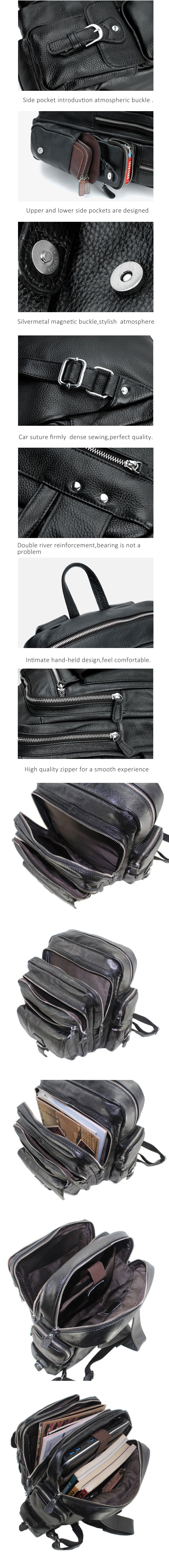 Hardwares Detail of Woosir Mens Multi Pocket Backpack Genuine Leather
