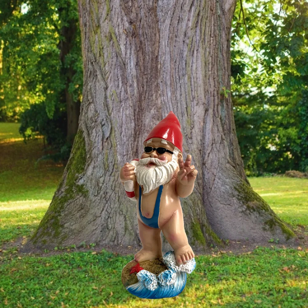 3D Swimming Dwarf Sculpture Garden Gnome Resin Doll Figurines Decoration