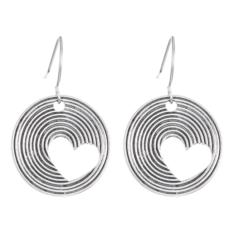 Circular Hollow Heart Earrings