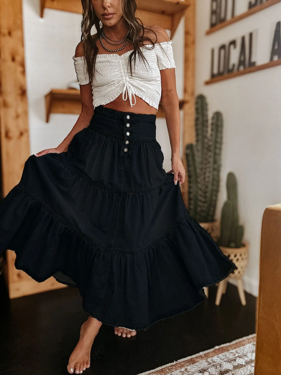 Women's Non-See-Through Denim Skirt - Elegant A-Line Layered Cake Layers, Mid-Length Flared Hem For Casual, Formal, Everyday Outfits - Machine Washable Non-Irritating Fabric - Spring/Summer/Fall Fashion Essential, Jean Skirts, Versatile Clothing | IFYHOME