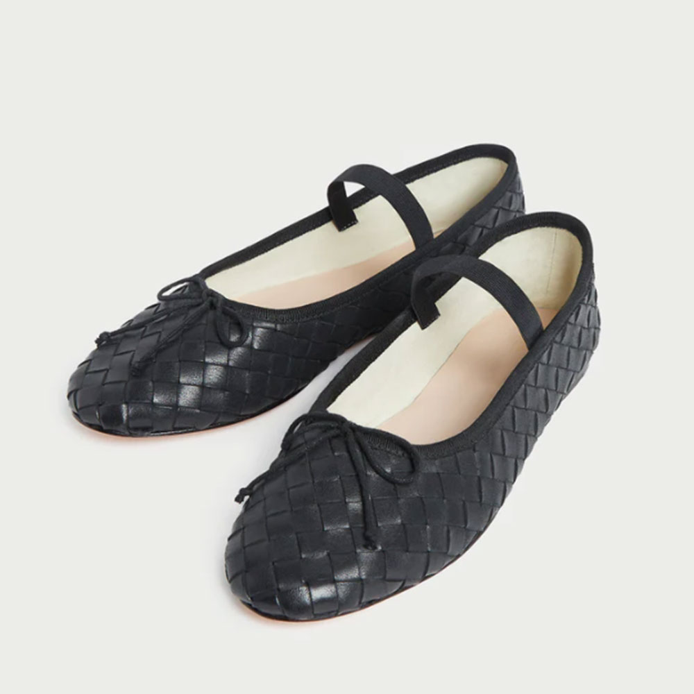 Black Vegan Leather Round Toe Mary Jane Ballet Flats Nicepairs