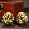 Pure brass fortune-bringing Pixiu fitness ball handle piece birthday gift for the elderly to relieve stress solid massage ball