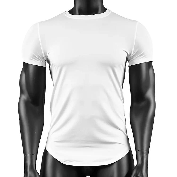 Enanhua  2025 Brand New Men's Fitness Short Sleeved Summer European Style Breathable Quick-Drying Stretch Round Hem T-Shirt