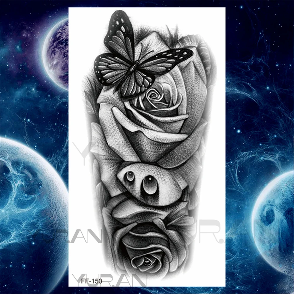 Sdrawing Scary Temporary Tattoos For Men Women Realistic Wolf Forest Lion Tiger Vampire Compass Fake Tattoo Sticker Arm Body Tatoos