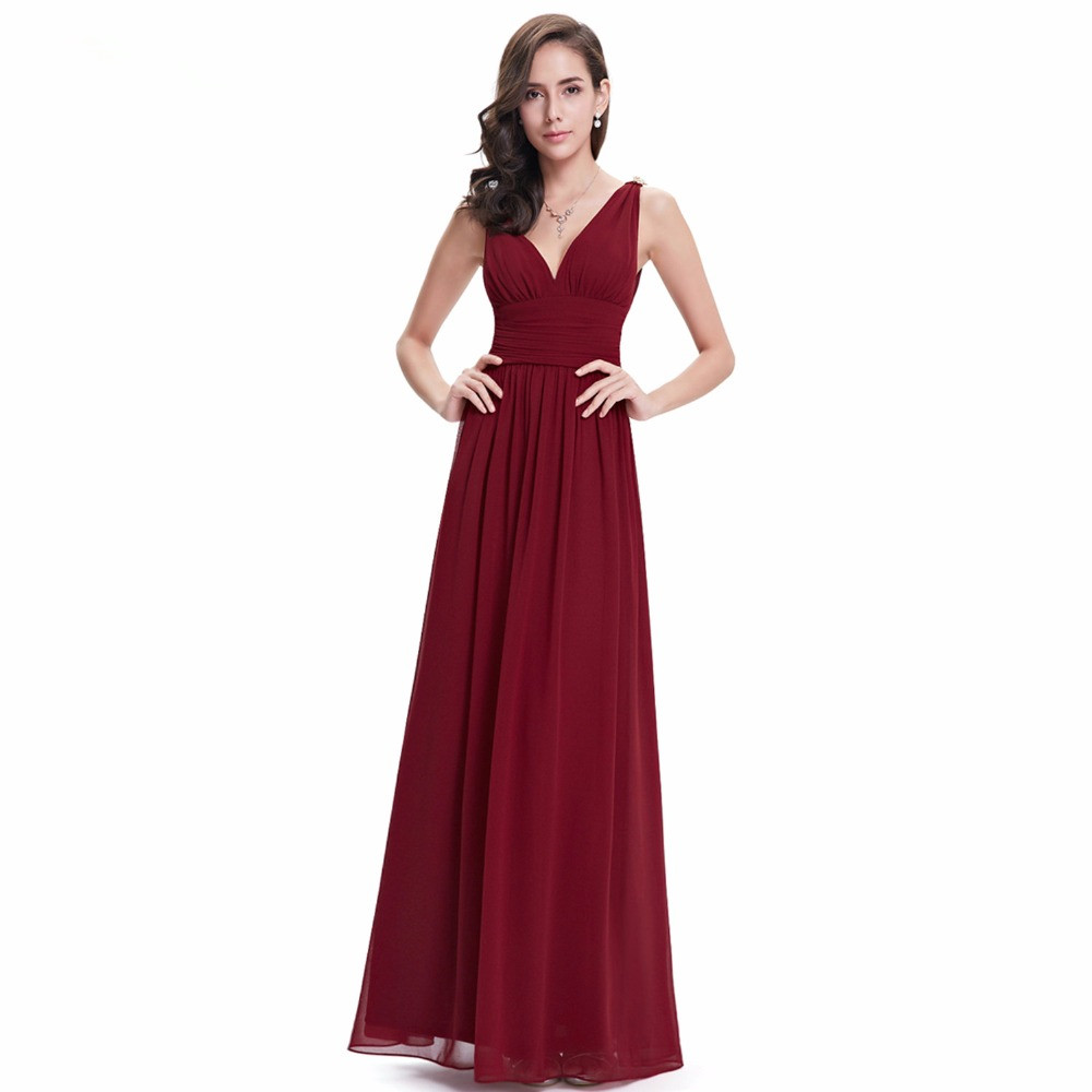 Bellasprom V Neck Prom Dress Long Sleeveless Evening Party Gowns Chiffon