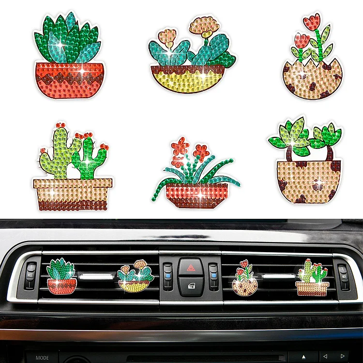 6Pcs Diamond Painting Car Air Vent Clips Gift for Women Girls (Potted Plant) gbfke