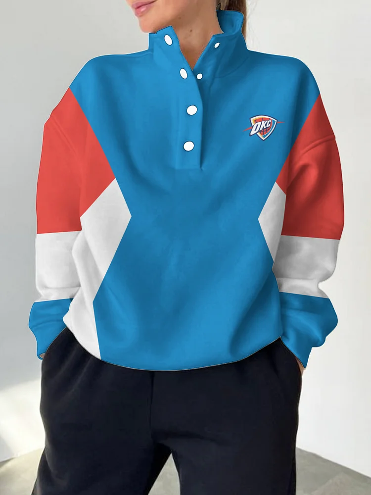 Oklahoma City Thunder 2025 New Design Casual Snap Mockneck Pullover