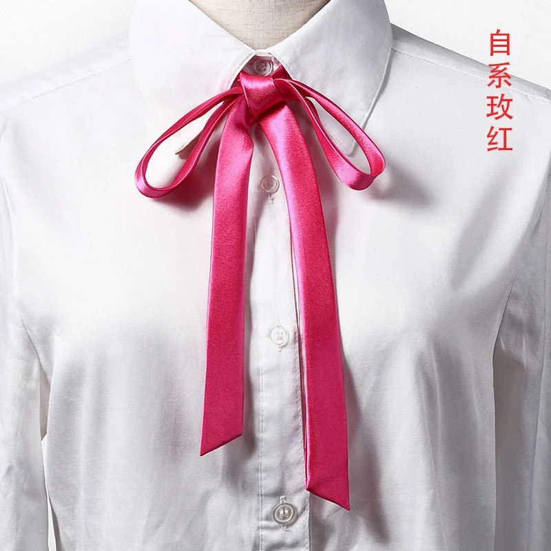 Korean Small Tie Bowtie College Style School Uniform Shirt Accessories Men's Women's Long Section Streamers Collars Flowers