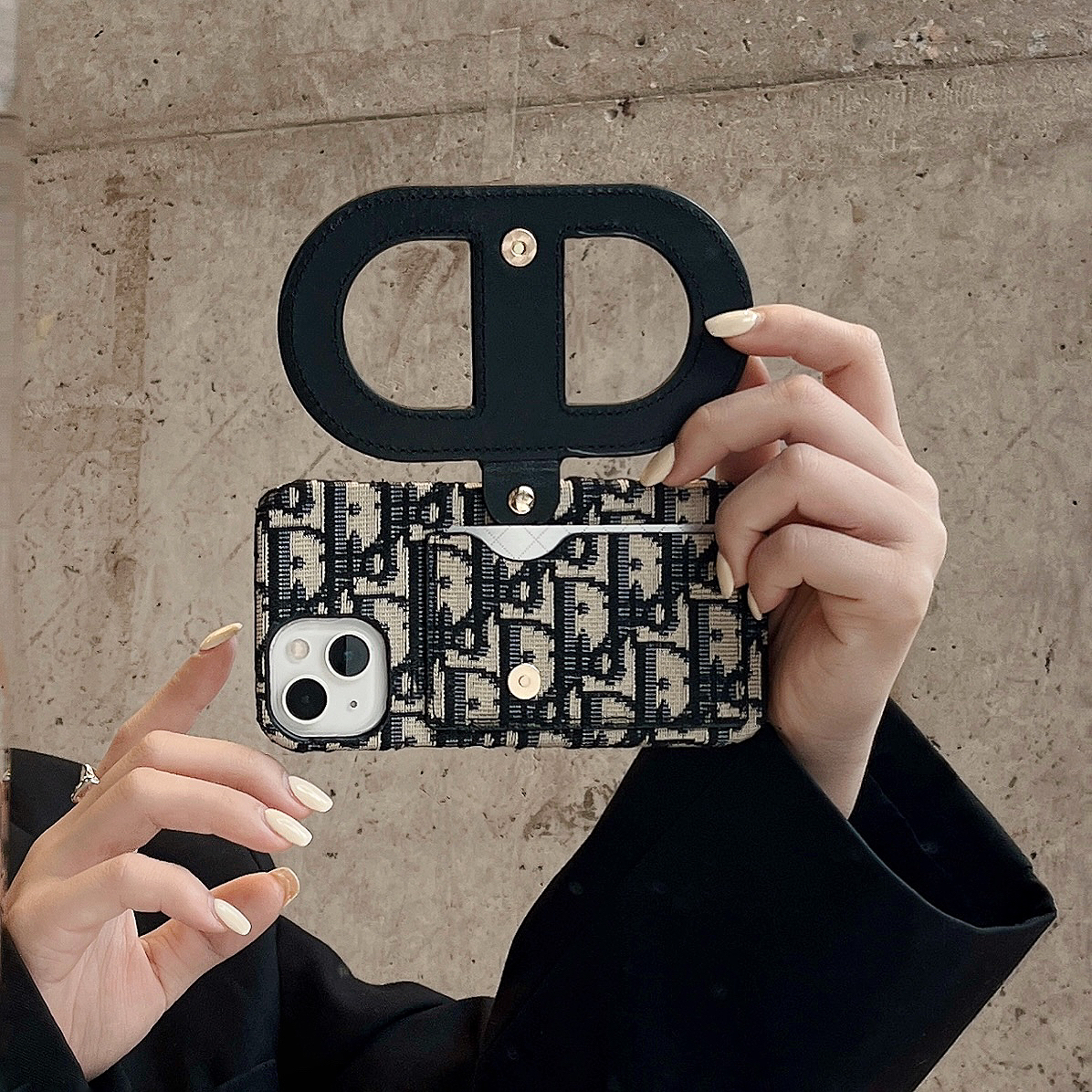 Dior New Card Button Holder Function Apple iPhone Case