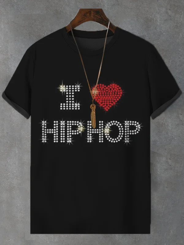 Men's I Love Hip Hop Graphic Print Casual T-Shirt