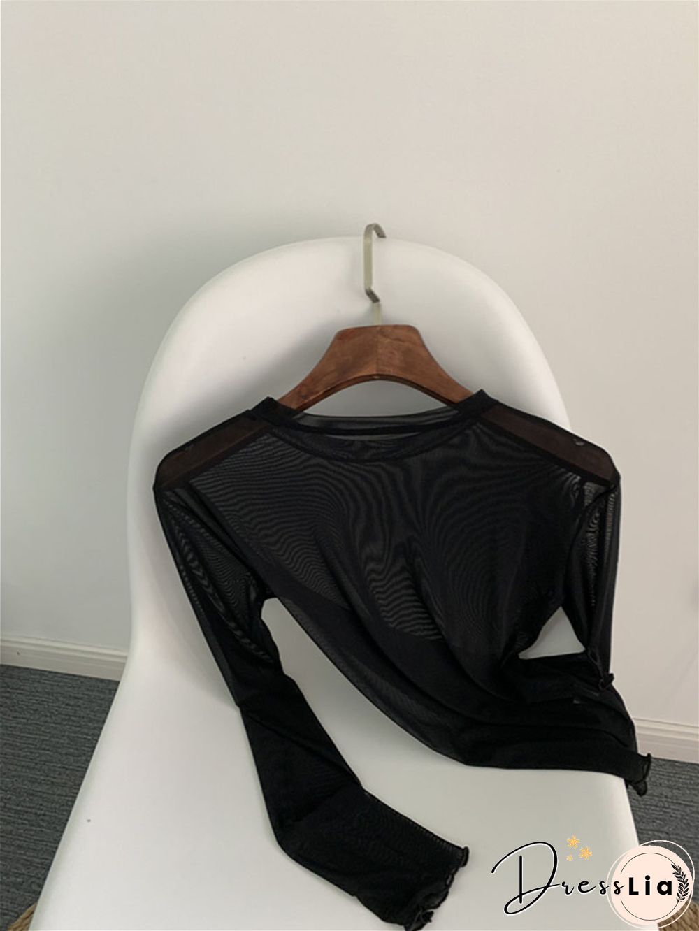 Oumea Women Beach Cover-Up Sheer Mesh Top Beach Wear Hawaiian Mesh Shirt Long Sleeve Casual Candy Color Solid Sweet Mesh Top