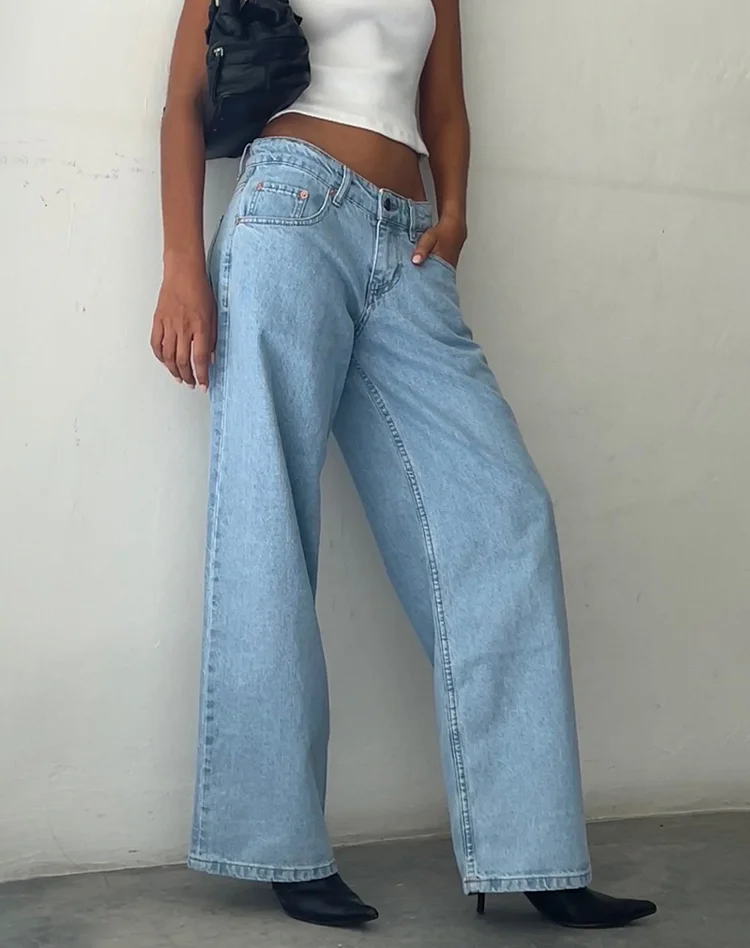 Extreme Light Wash Blue Extra Wide Low Rise Jeans