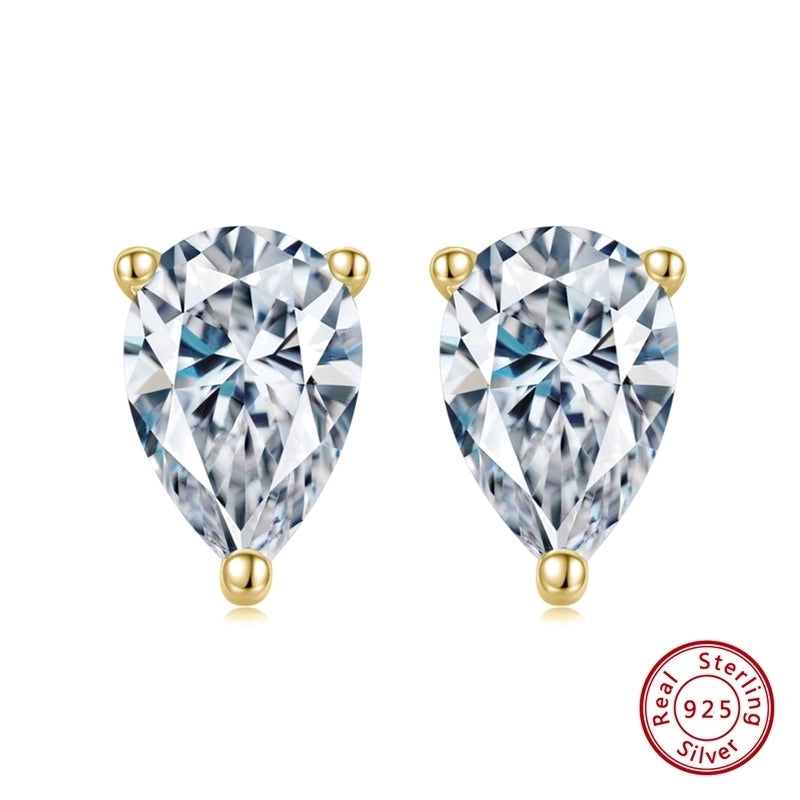 1 Pair Modern Style Classic Style Water Droplets Plating Laser Inlay Sterling Silver Zircon 14k Gold Plated Rose Gold Plated Rhodium Plated Ear Studs