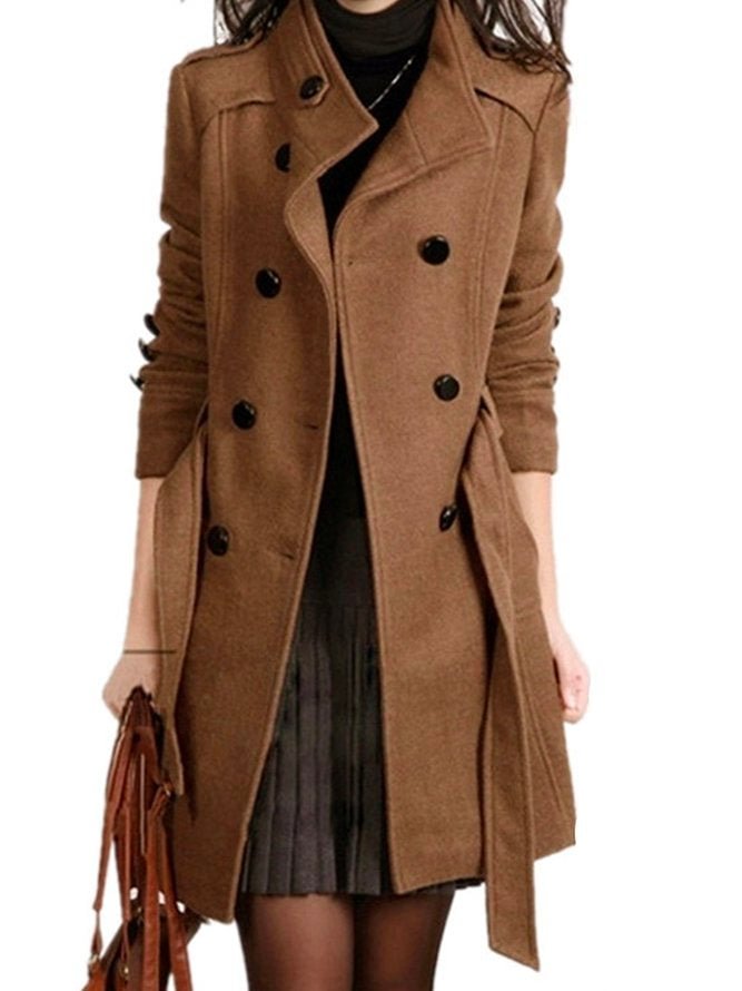 Elegant Stand Collar Long Sleeve Outerwear