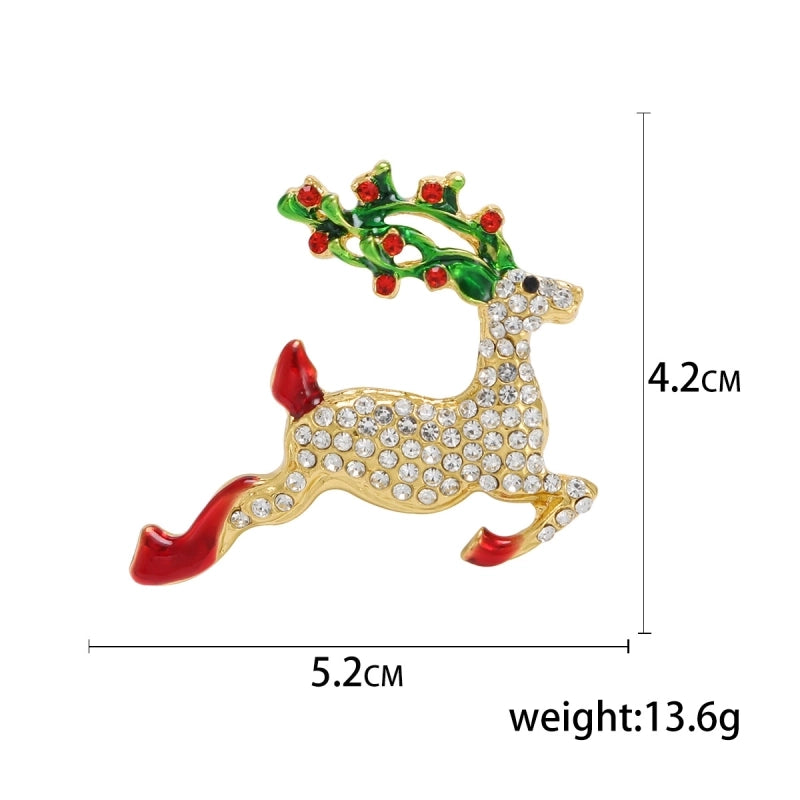 Cute Classic Style Pin Santa Claus Snowflake Elk Alloy Enamel Inlay Rhinestones Unisex Brooches