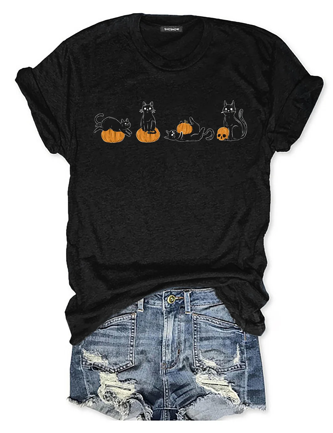 Pumpkin and Black Cats T-shirt