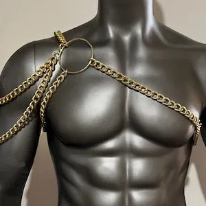 Sexy MEN'S CHAIN HARNESS One Shoulder Lingerie Greek God Greek Gladiator Spartacus Erotic Fetish Slave Bdsm Male Body Jewelry Dancer Costume Sexy MEN'S CHAIN HARNESS One Shoulder Lingerie Greek God Greek Gladiator Spartacus Erotic Fetish Slave Bdsm Male Body Jewelry Dancer Costume