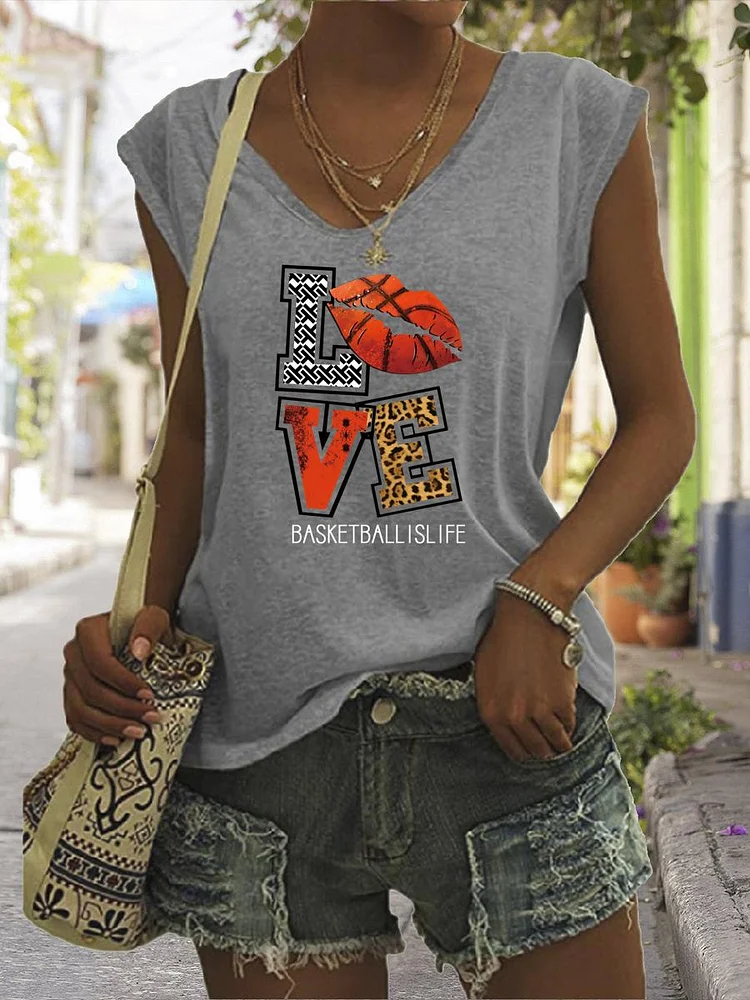 basketball V Neck T-shirt Tees-Annaletters