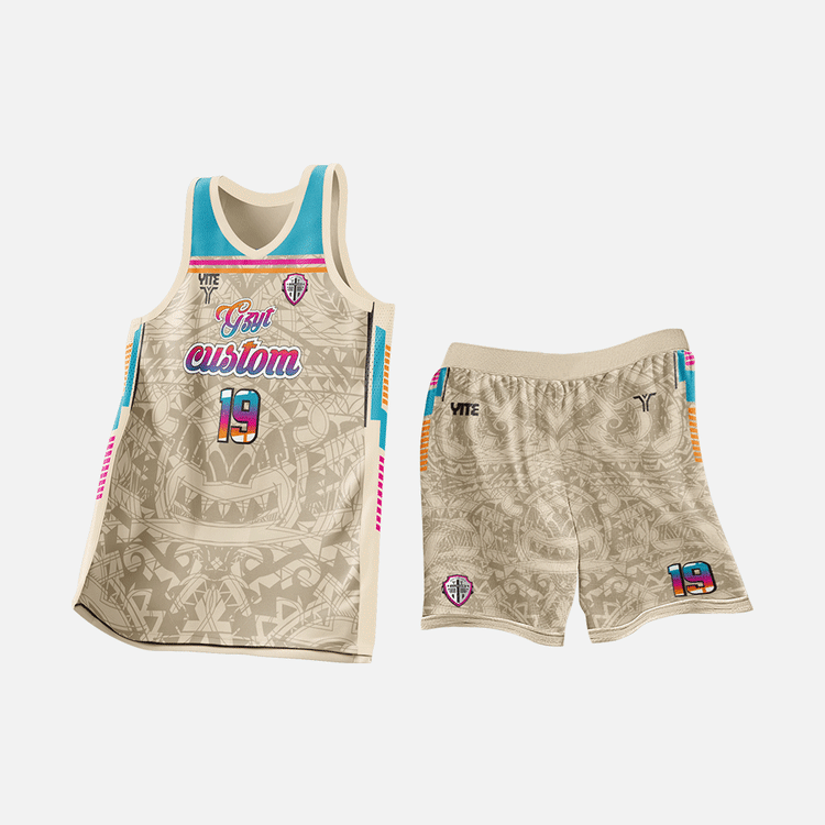 YITE | XL24-001- Blue  And Brown Basketball Uniforms