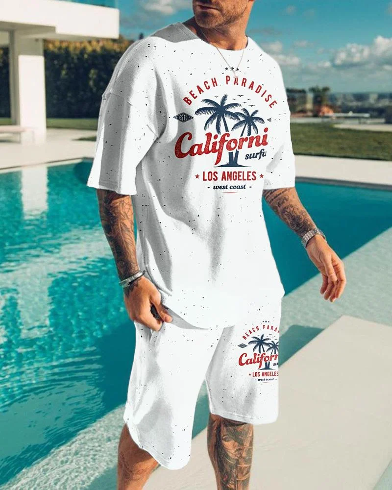 Men's Holiday Print Shorts Suit
