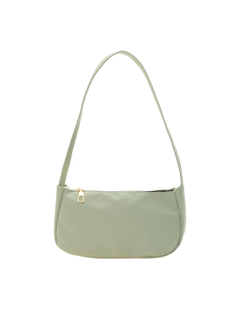 Fashion Nylon Underarm Tote Bag Women Solid Shoulder Hanbag (Grey Green)