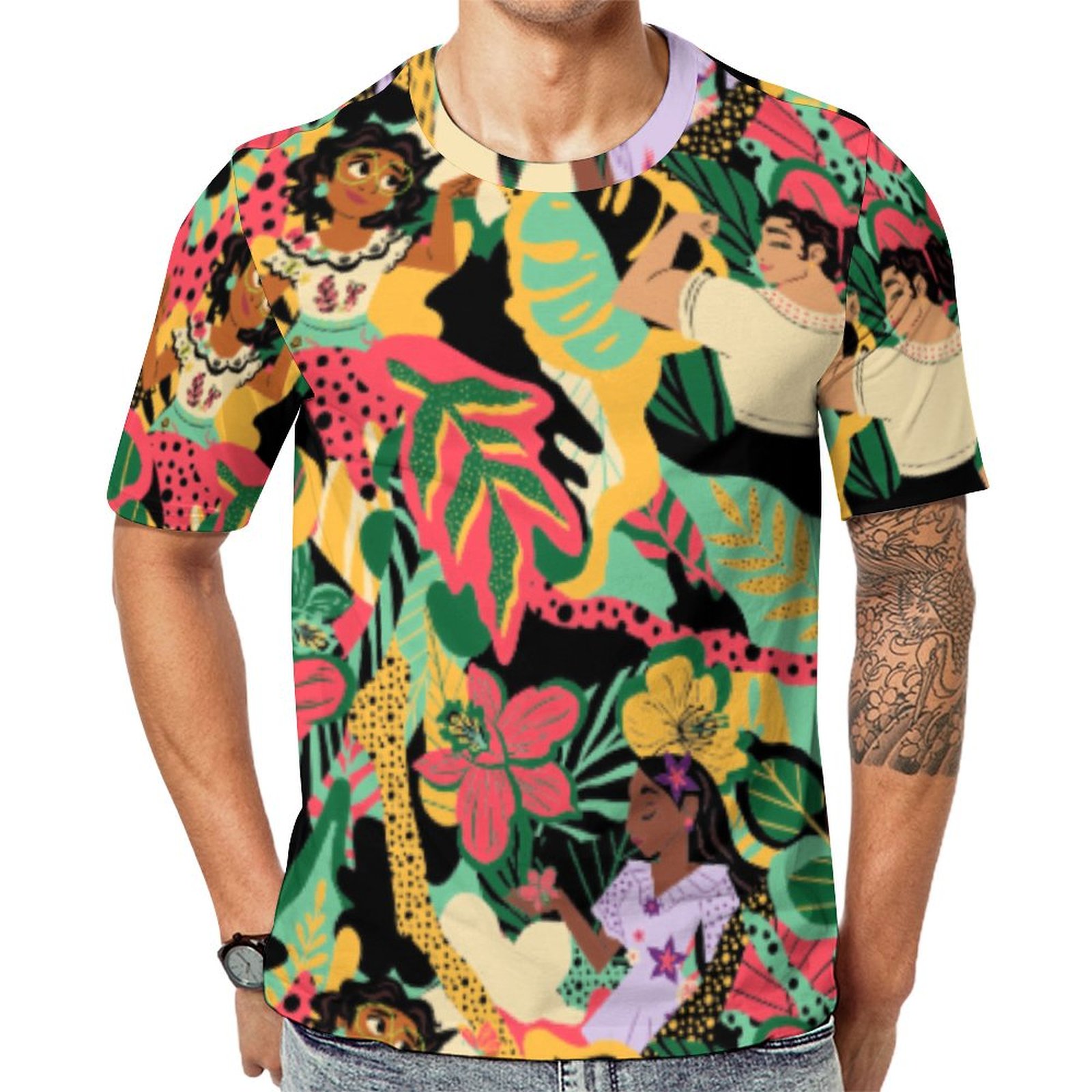 Encanto Colorful Floral  Short Sleeve Print Unisex Tshirt Summer Casual Tees for Men and Women Coolcoshirts