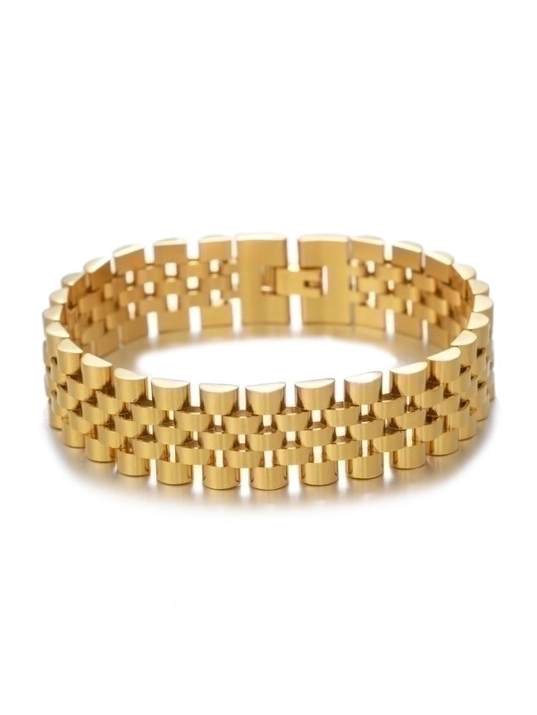 Minimalist Solid Color Titanium Steel Plating 18k Gold Plated Men’s Bangle