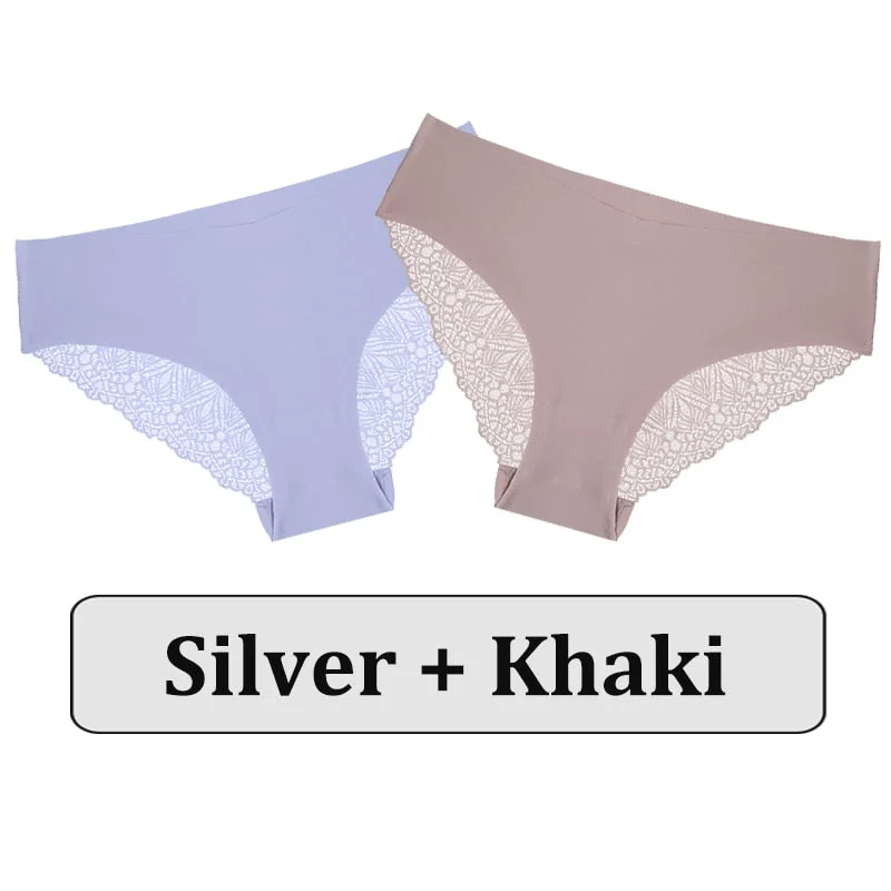 2PCS/Set Lace Panties Women Underwear Seamless Lingerie Sexy Panties Female Underpants Briefs Floral Lace Patchwork Woman Pantys