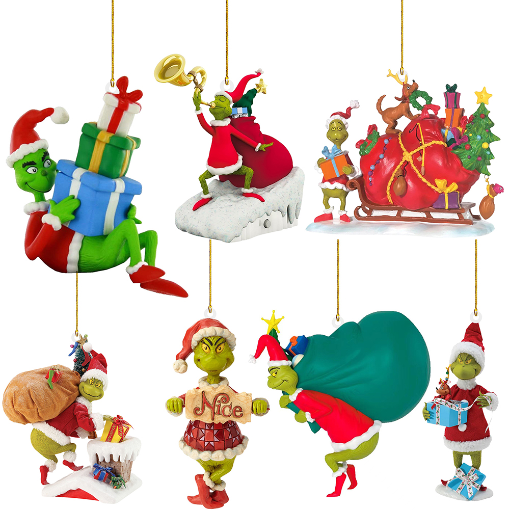 7Pcs Cute Design Xmas Decorations Acrylic Christmas Grinch Tree Decor Home Decor