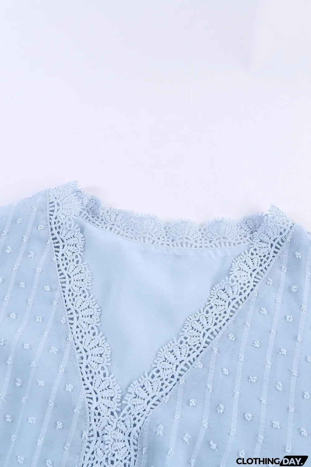 Elegant V-Neck Swiss Dot Lace Blouse