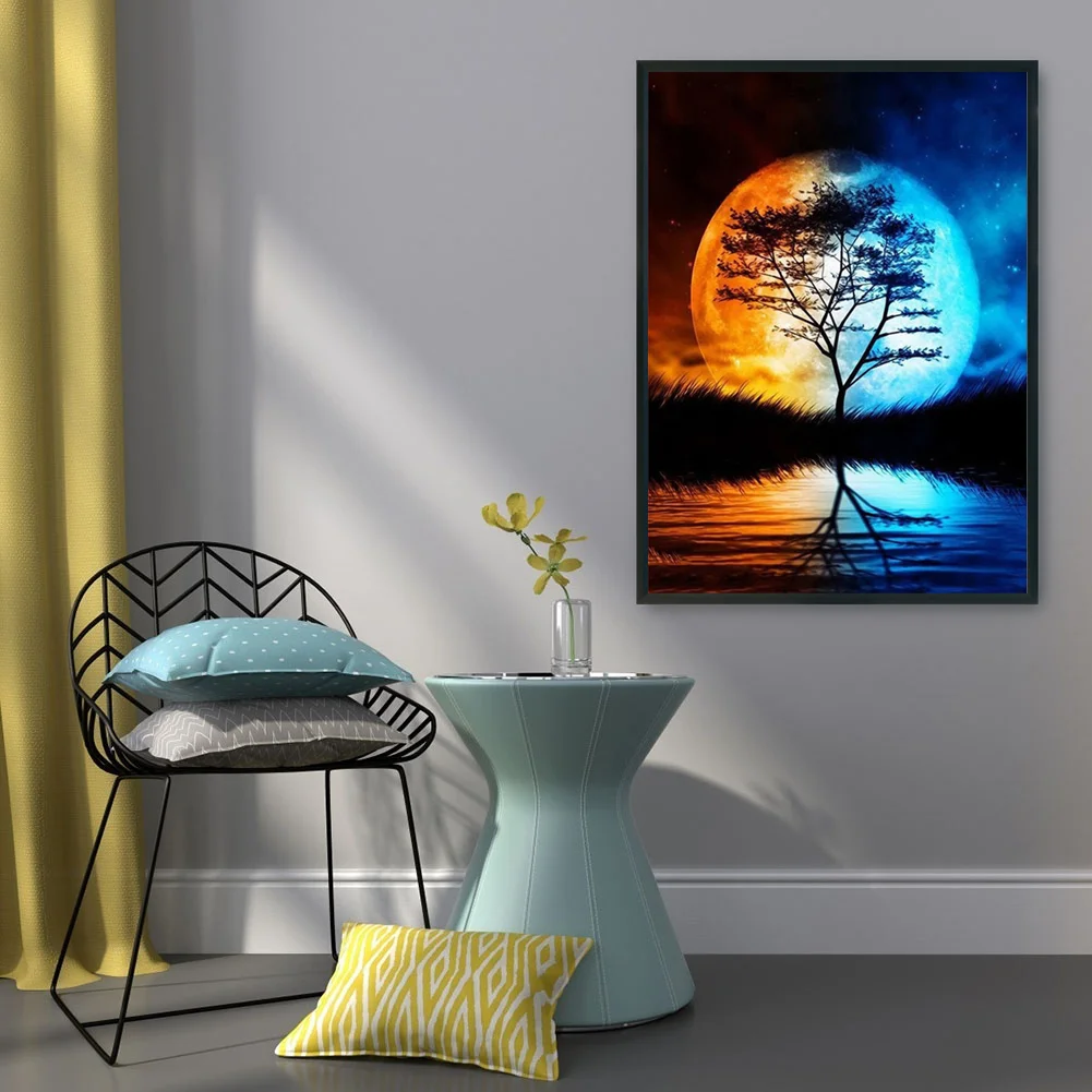 11CT Stamped Cross Stitch - Moon Tree(Canvas|36*46CM)