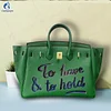 Hand Draw Customize Art English graffiti Bags For women Handbags Designer Shoulder Bag Real Cowskin Leather Unique personality