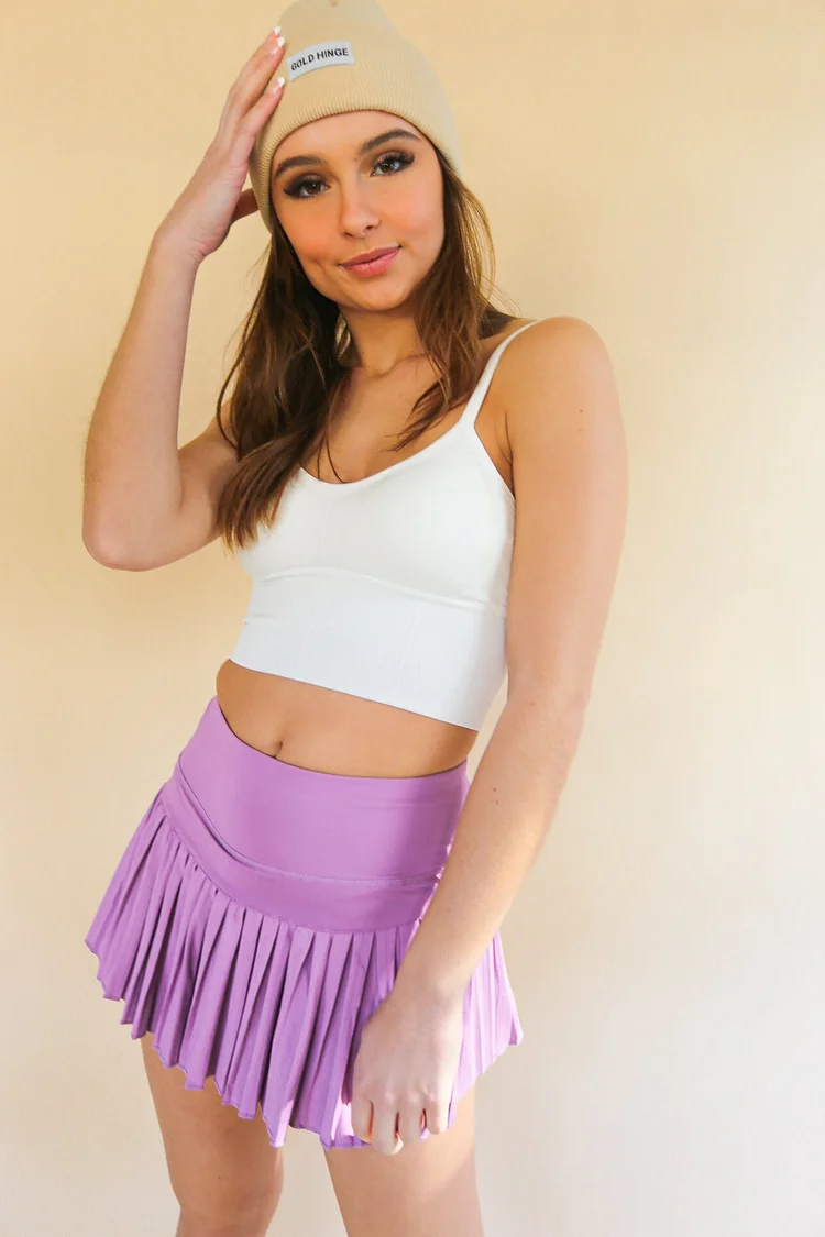 Gold Hinge Skirt Lilac Pleated Tennis Skirt