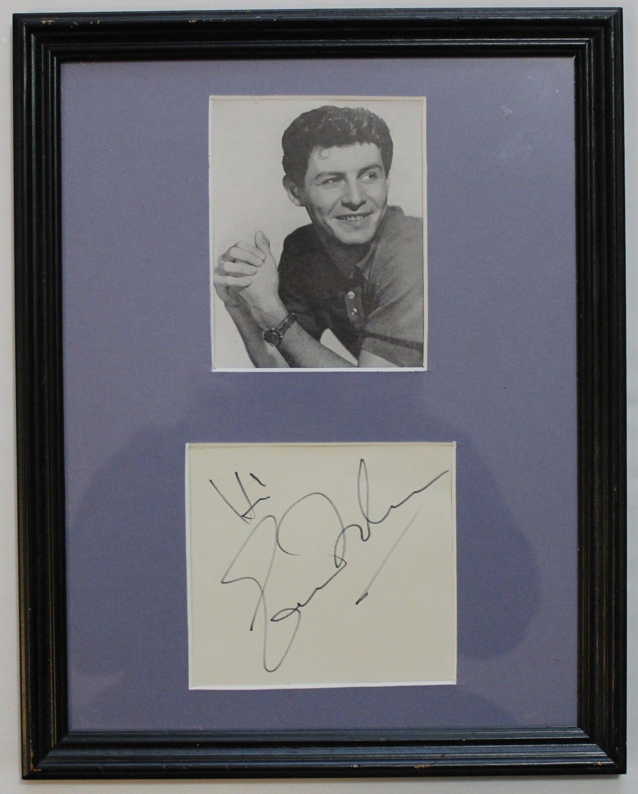 Eddie Fisher Vintage Signed Autograph Display Cut Signature Framed With Photo Poster painting