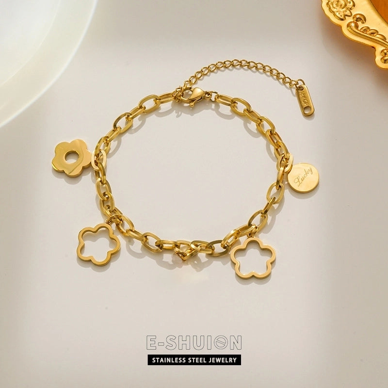 Sweet Minimalist Flower Titanium Steel Bracelets In Bulk