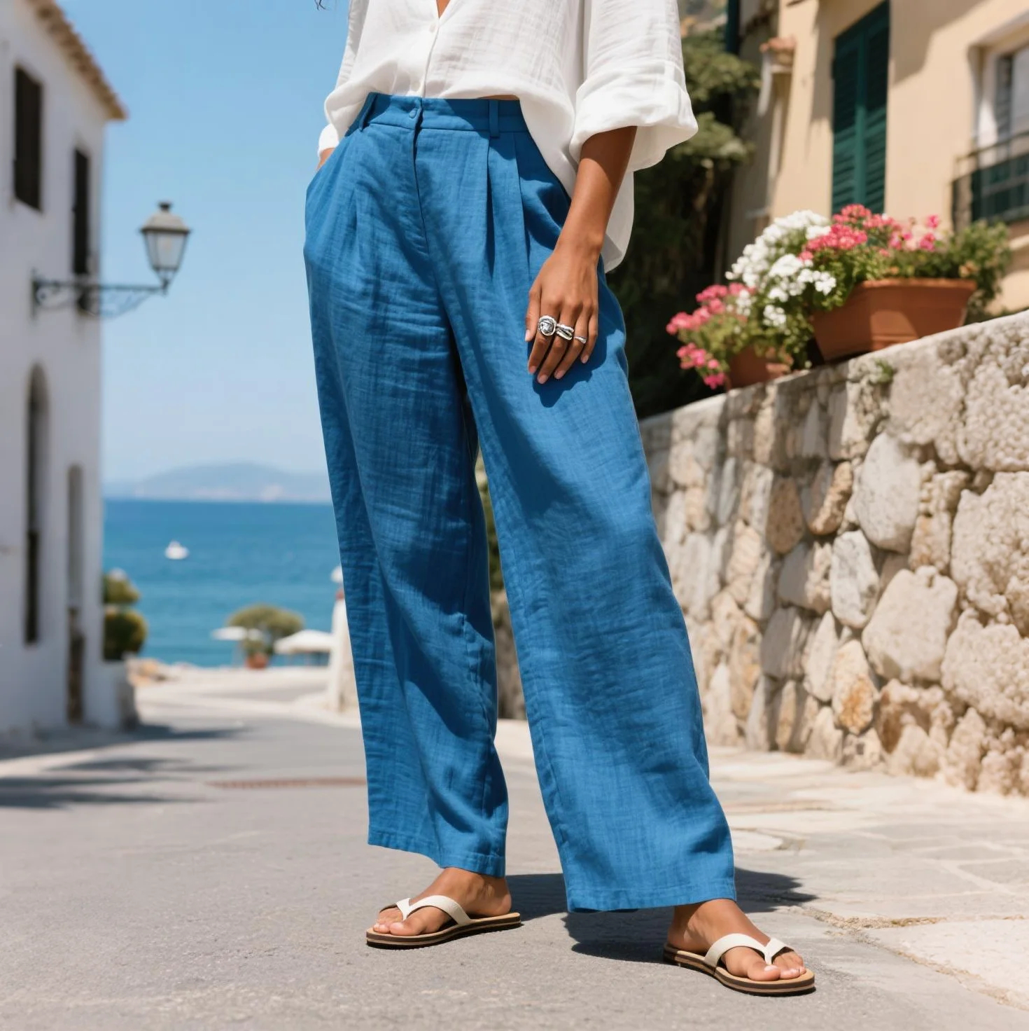 Women's Elegant Loose Comfortable Breathable Linen Suit Pants Trousers