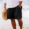 Men's Casual Cotton Linen Breathable Beach Shorts by Inlyline