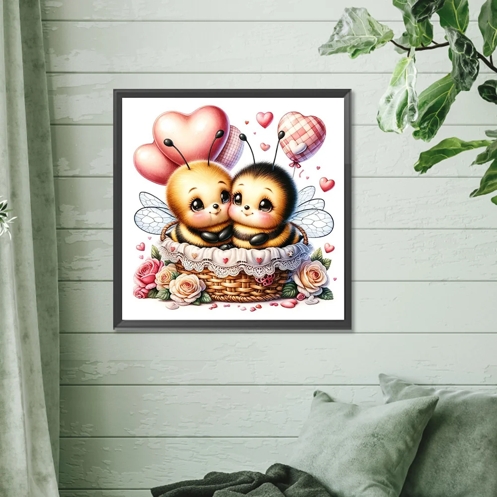 Diamond Painting - Full Round Drill - Love Flower Bee(Canvas|30*30cm)