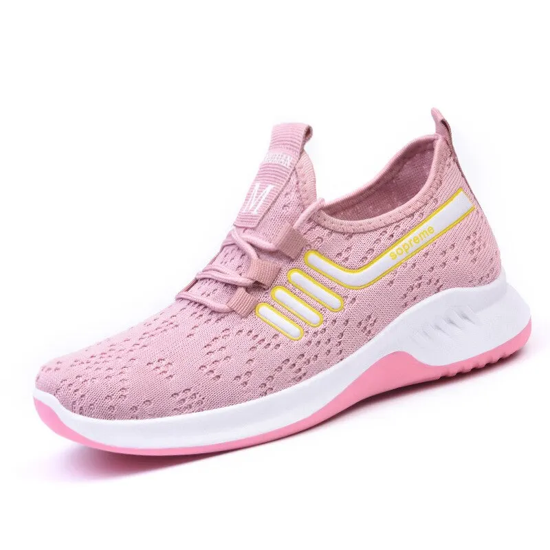 2021 New Women Flats Shoes Casual Ladies Shoes Lace-Up Female Mesh Breathable Tenis Ladies Black Sneakers Zapatillas Mujer