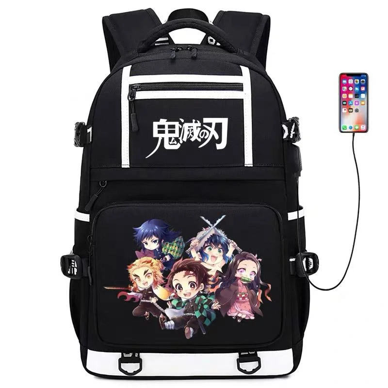 Buzzdaisy Demon Slayer Kimetsu no Yaiba #2 USB charging Backpack School NoteBook Laptop Travel Bags