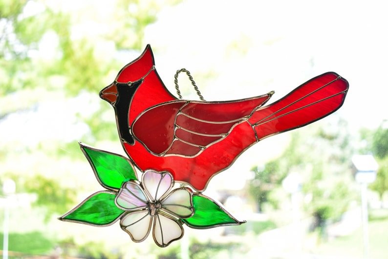 Cardinals with a Dogwood Flower Male and Female(Last Day Special Sale)