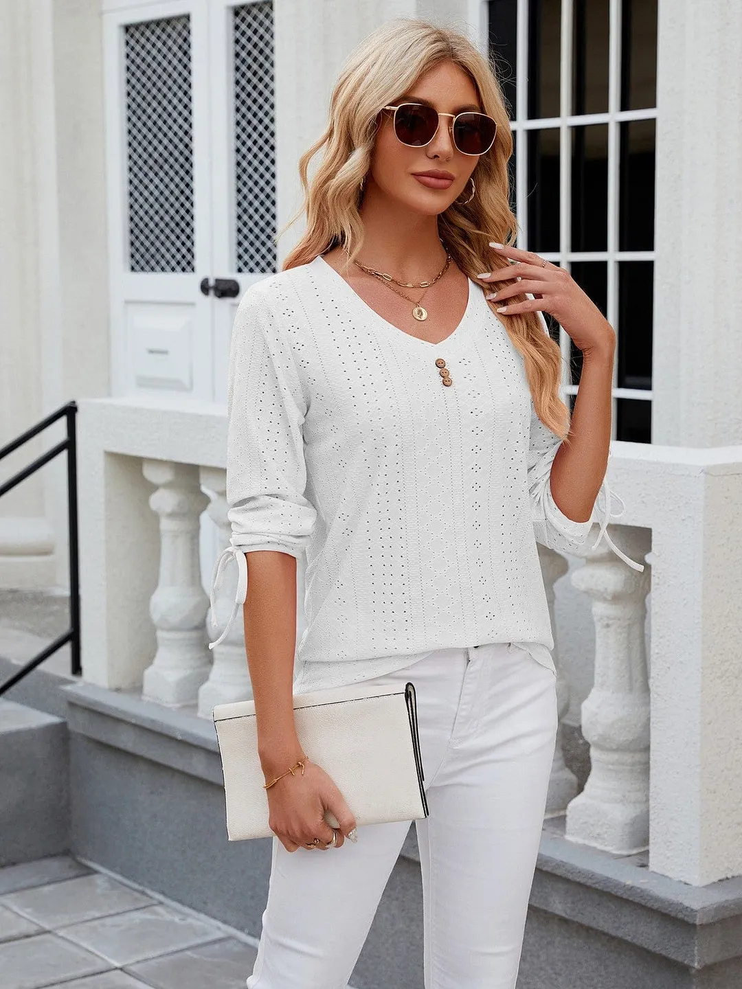 Grey Ribbed Knit Top with Short Sleeves